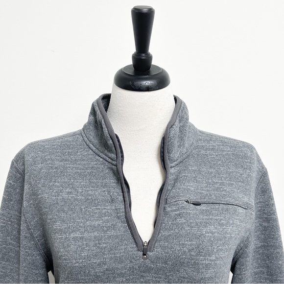 Prana Heather Grey 1/4 Zip Bryce Knit Fleece Lined Pullover Long Sleeve Large - Picture 3 of 14